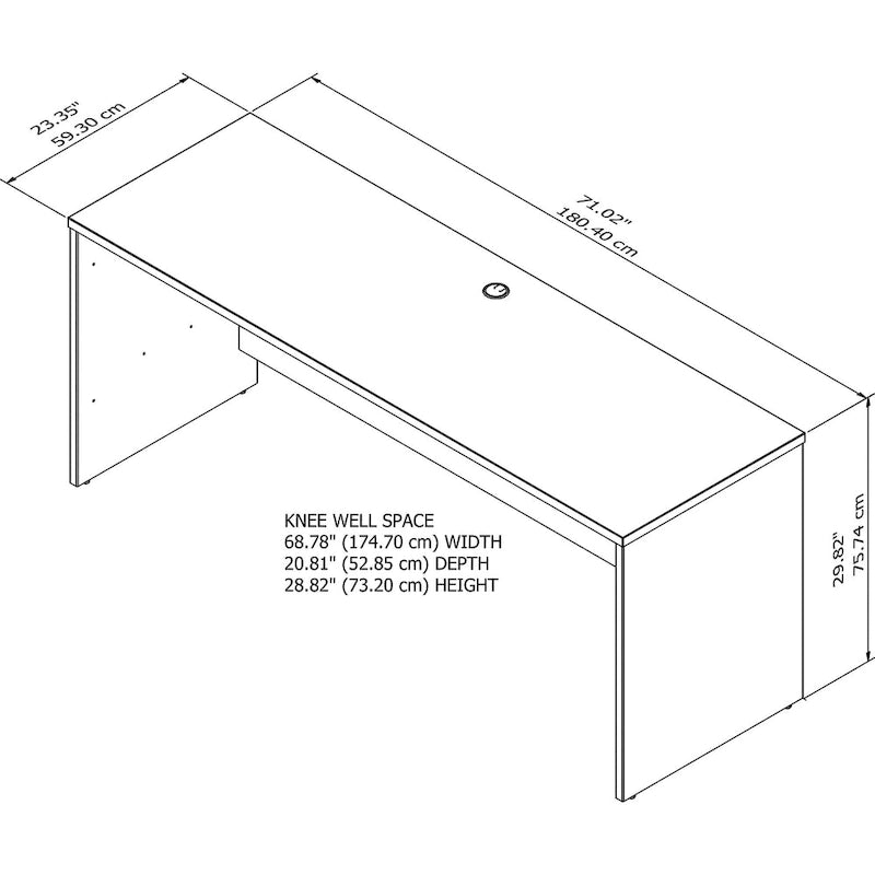 72W x 24D Credenza Desk for Home Office