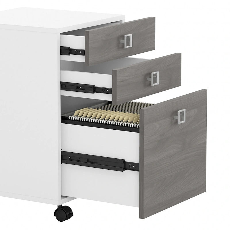 L-Shaped Desk with Hutch, Return & Mobile File Cabinet - 4 Piece Office Set