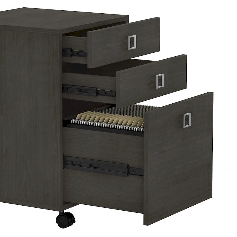 L-Shaped Desk with Hutch, Return & Mobile File Cabinet - 4 Piece Office Set