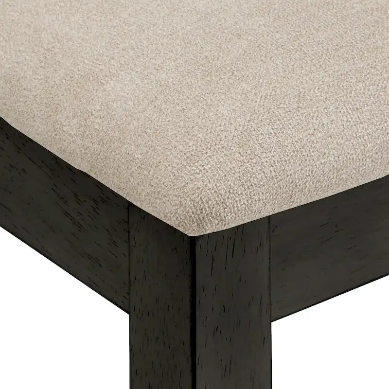 Wood Finish Double Cross Back Sand Fabric Dining Chair Set of 2