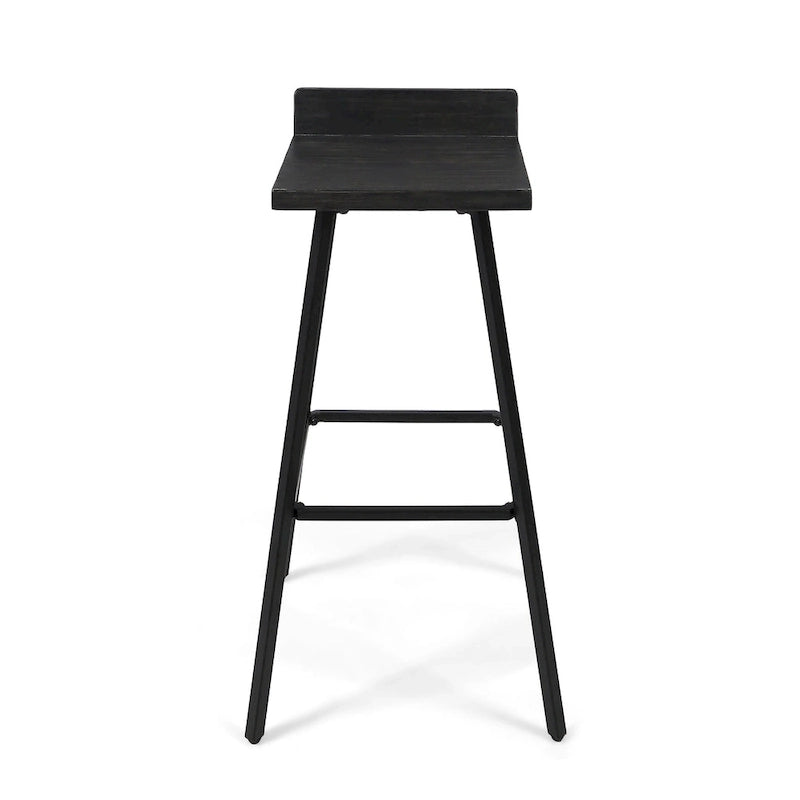 Contemporary Indoor Acacia Wood Bar Stools (Set of 2), Bar Height