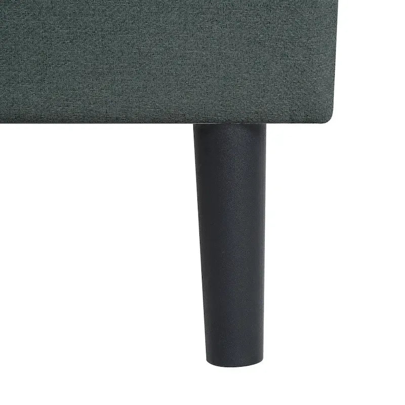 Dark Gray Twin Size Upholstered Bed Frame with Button Tufted Linen Headboard