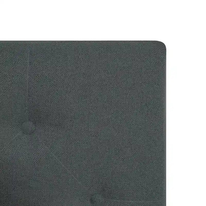 Dark Gray Twin Size Upholstered Bed Frame with Button Tufted Linen Headboard