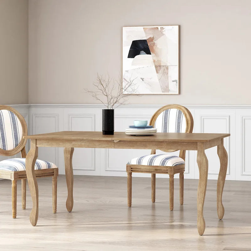 French Country Expandable Dining Table with Butterfly Leaf & Cabriole Legs