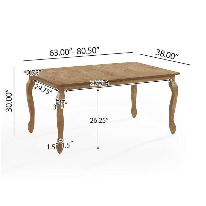 French Country Expandable Dining Table with Butterfly Leaf & Cabriole Legs