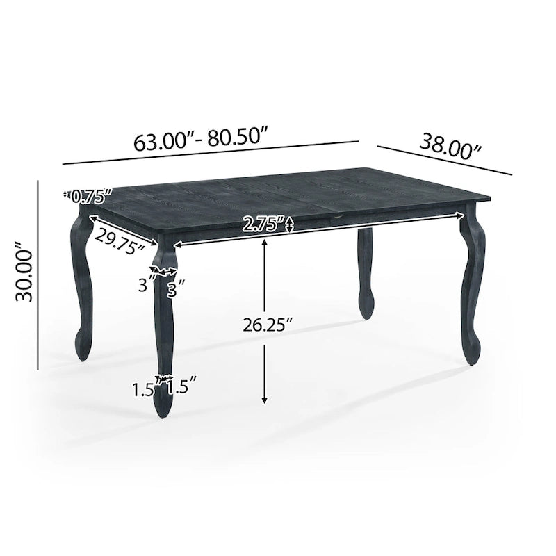 French Country Expandable Dining Table with Butterfly Leaf & Cabriole Legs