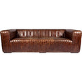 Modern Channel-Stitched Top-Grain Leather Sofa - 3 Seater