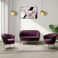 52 in. 3 Piece Living Room Set - Velvet Tufted Loveseat and 2 Chairs