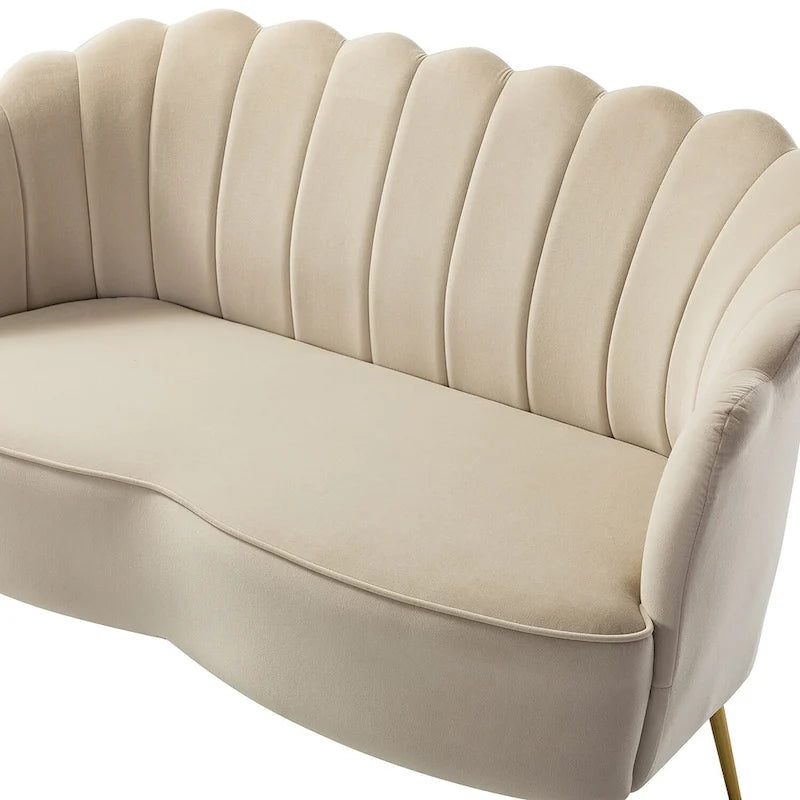 52 in. 3 Piece Living Room Set - Velvet Tufted Loveseat and 2 Chairs