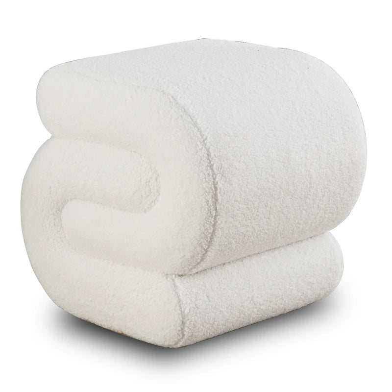 Modern S-shape Fabric Ottoman Makeup Stool Footstool