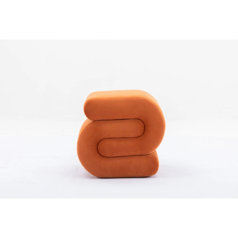 Modern S-shape Fabric Ottoman Makeup Stool Footstool