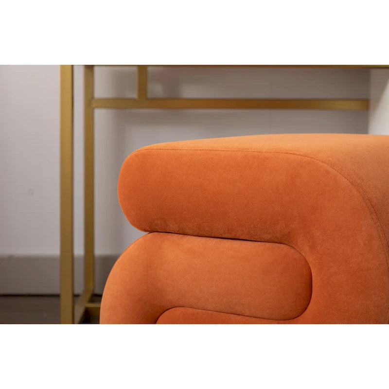Modern S-shape Fabric Ottoman Makeup Stool Footstool