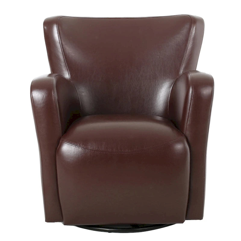 Brown / Orange / Dark Brown Wingback Swivel Club Chair, 1-Seat