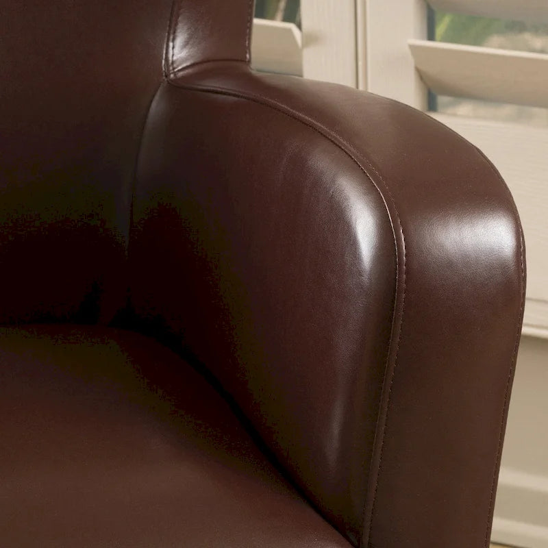 Brown / Orange / Dark Brown Wingback Swivel Club Chair, 1-Seat