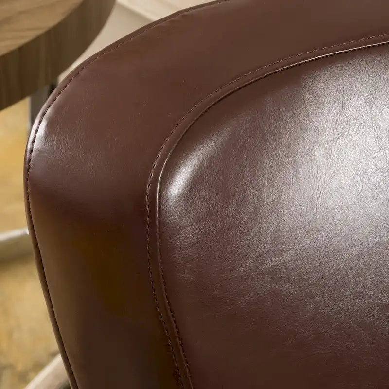 Brown / Orange / Dark Brown Wingback Swivel Club Chair, 1-Seat