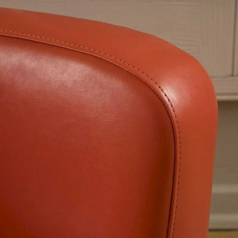 Brown / Orange / Dark Brown Wingback Swivel Club Chair, 1-Seat