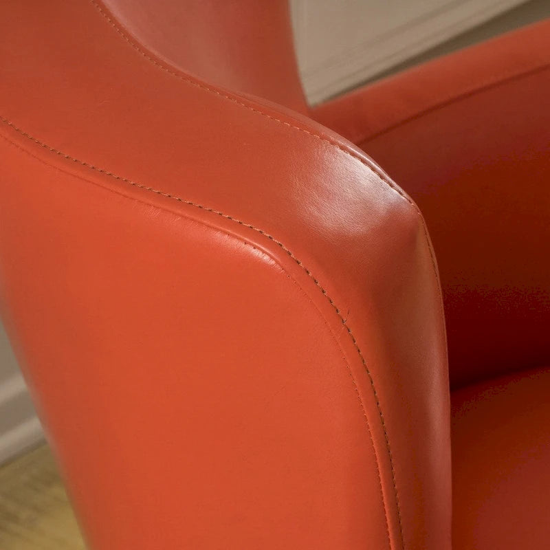 Brown / Orange / Dark Brown Wingback Swivel Club Chair, 1-Seat