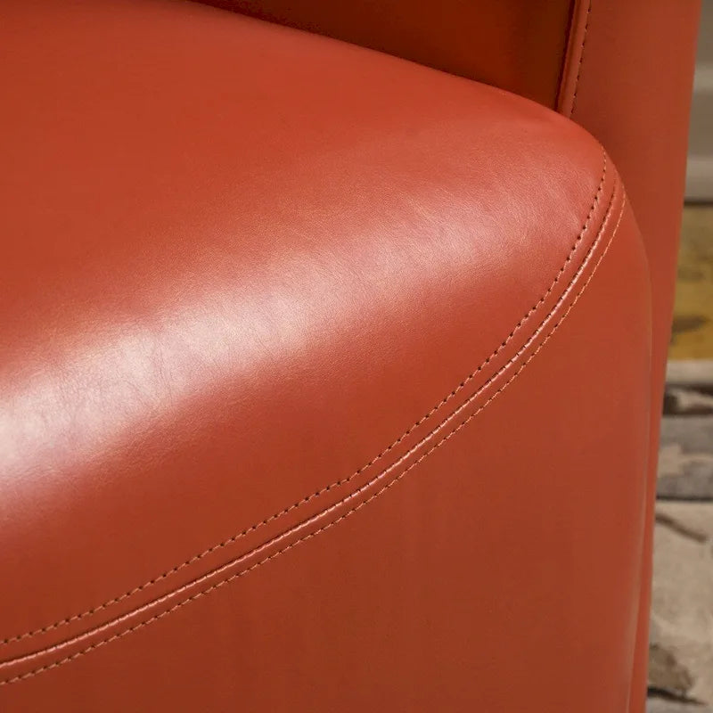 Brown / Orange / Dark Brown Wingback Swivel Club Chair, 1-Seat