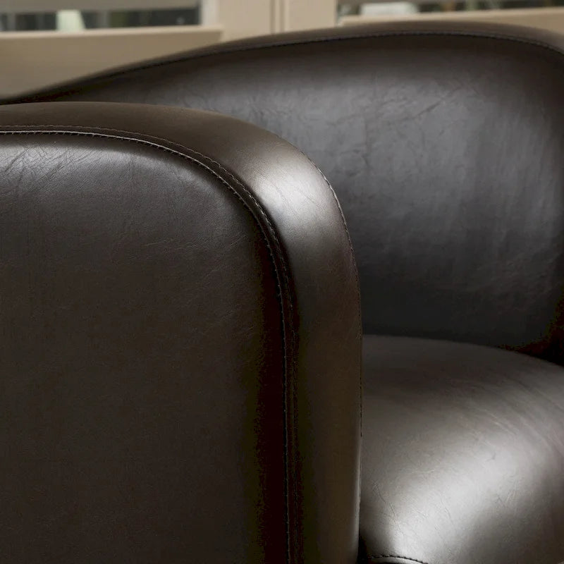 Brown / Orange / Dark Brown Wingback Swivel Club Chair, 1-Seat
