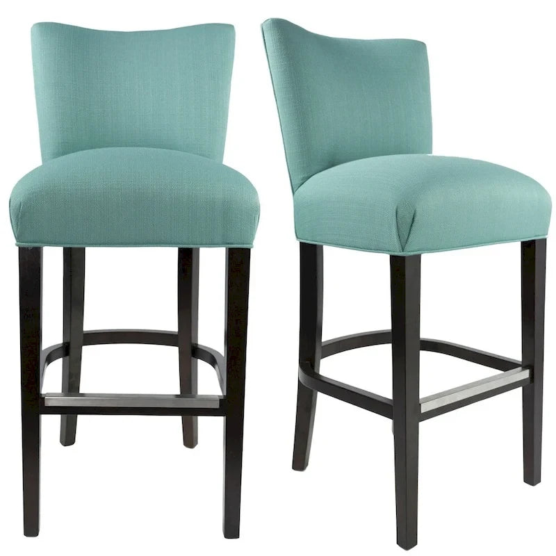 Aqua Blue Wingback Upholstered Bar Stool, 30", Single Seat