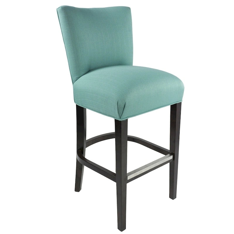 Aqua Blue Wingback Upholstered Bar Stool, 30", Single Seat
