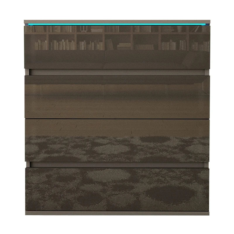 Modern Glossy 4-Drawer Dresser with 19-Color LED Lighting