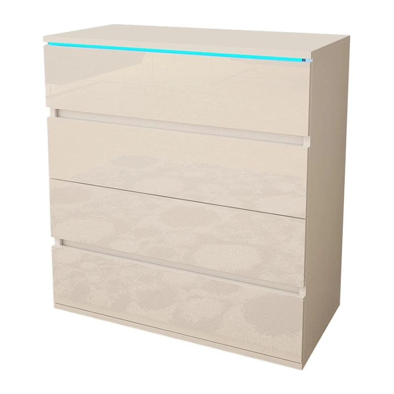 Modern Glossy 4-Drawer Dresser with 19-Color LED Lighting