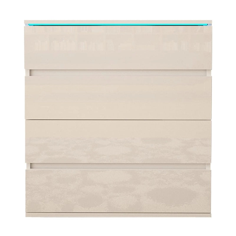 Modern Glossy 4-Drawer Dresser with 19-Color LED Lighting