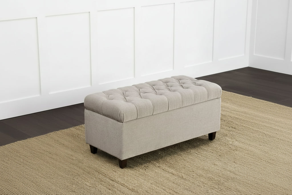 Copper Grove Muir Button Tufted Storage Bench Silver Ash