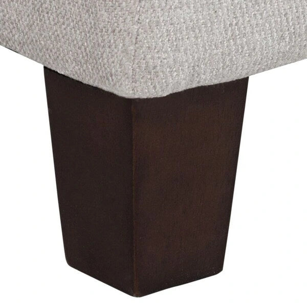 Grey Tufted Storage Bench with Dark Walnut Legs, Seats 1