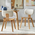 Mid-Century Modern Bentwood Dining Chairs with Boucle Back, Set of 2