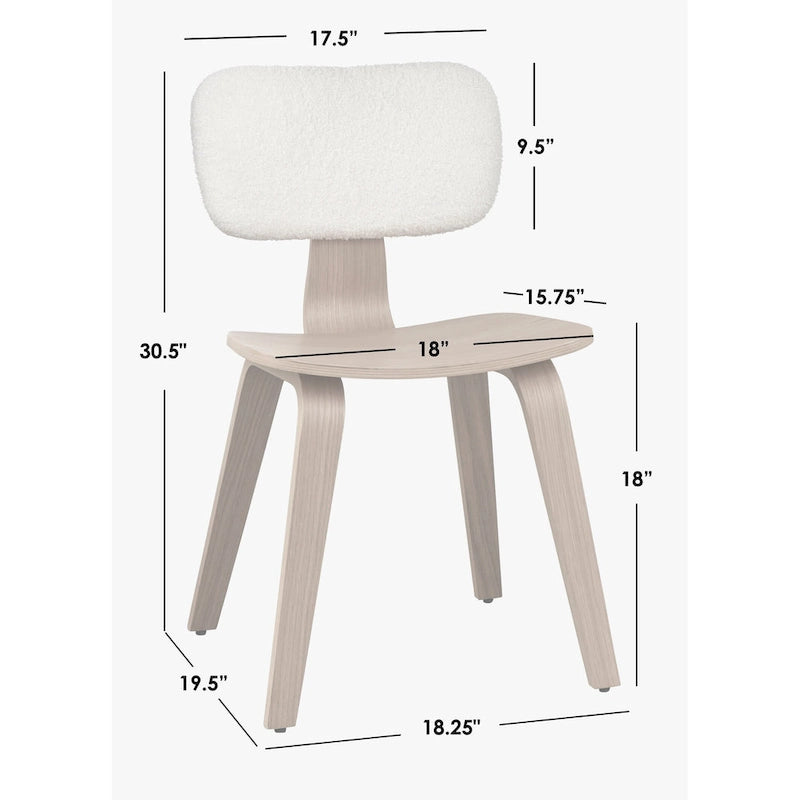 Mid-Century Modern Bentwood Dining Chairs with Boucle Back, Set of 2