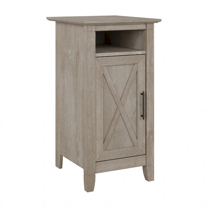 Washed Gray End Table with Door, Farmhouse Style, 1-Person