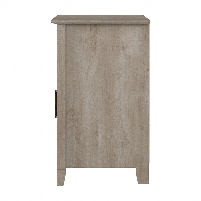 Washed Gray End Table with Door, Farmhouse Style, 1-Person