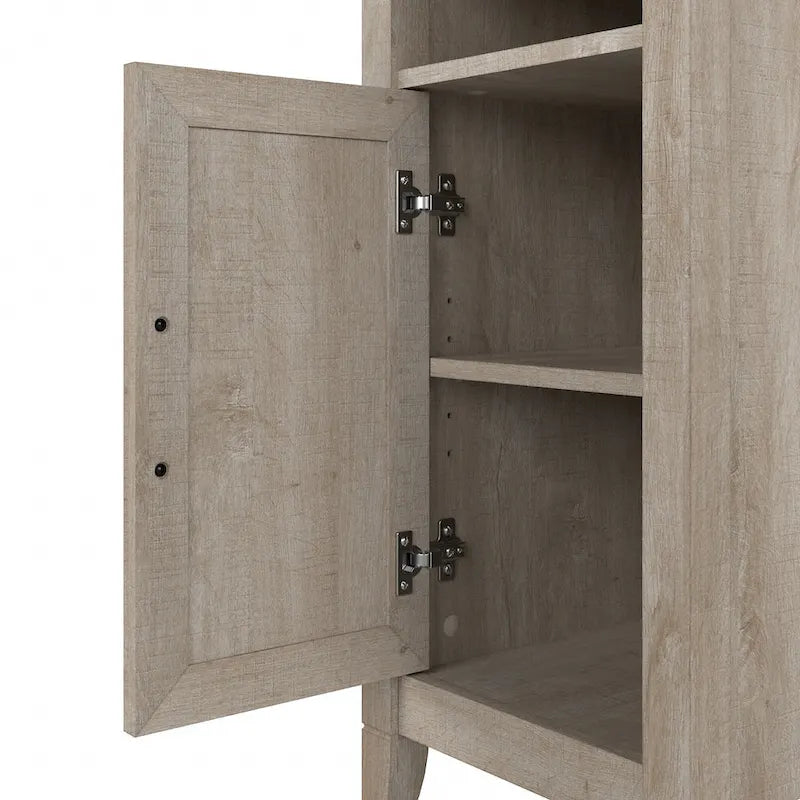 Washed Gray End Table with Door, Farmhouse Style, 1-Person