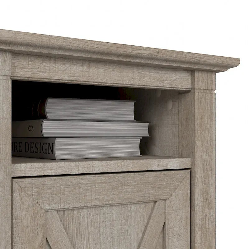 Washed Gray End Table with Door, Farmhouse Style, 1-Person