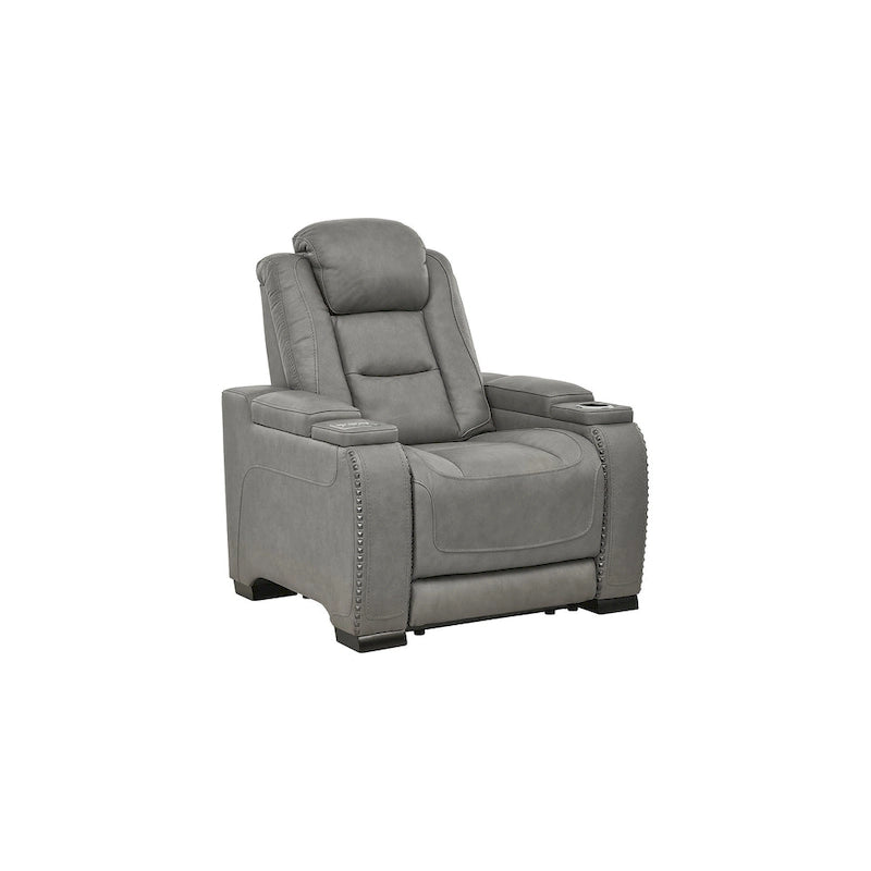 Contemporary Power Recliner with Adjustable Headrest & Wireless Charging - Dove Gray
