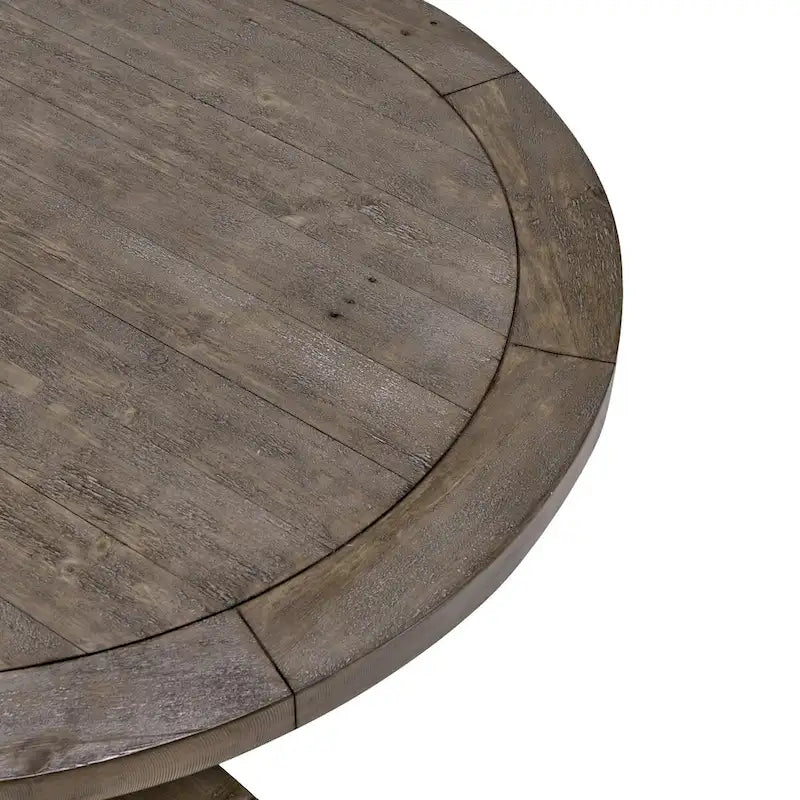 42" Reclaimed Pine Wood Pedestal Dining Table in Weathered Brown