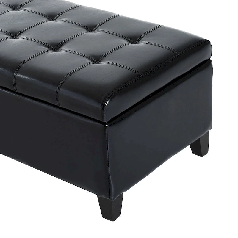 51 Inch PU Leather Tufted Storage Ottoman Bench - 19*50.25*16