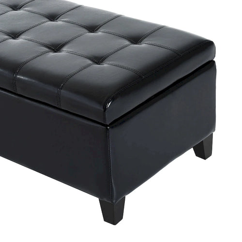 51 Inch PU Leather Tufted Storage Ottoman Bench - 19*50.25*16