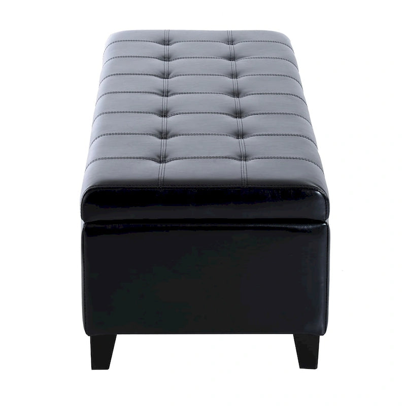 51 Inch PU Leather Tufted Storage Ottoman Bench - 19*50.25*16