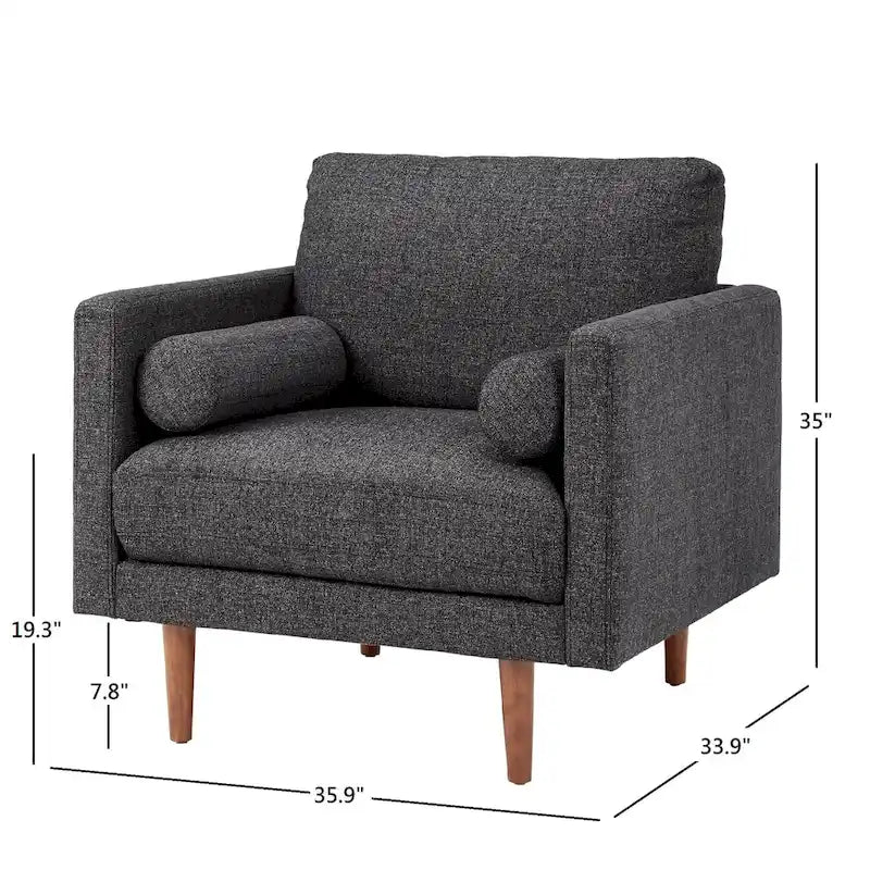 Mid-Century Tapered Leg Armchair with Roll Pillows