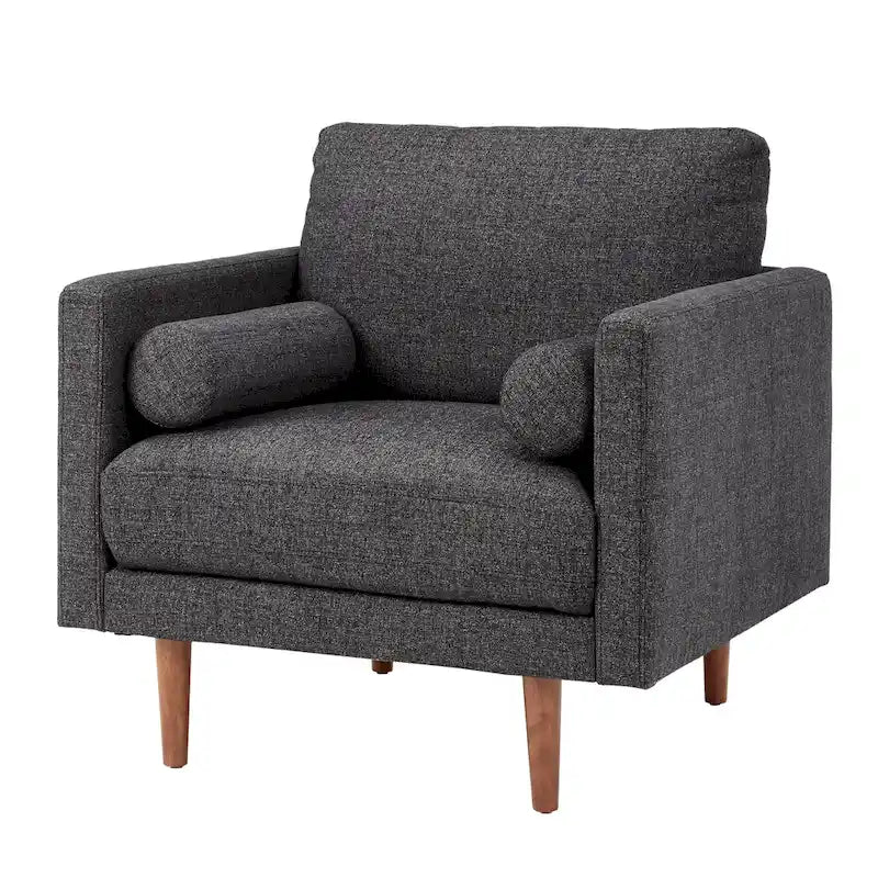Mid-Century Tapered Leg Armchair with Roll Pillows