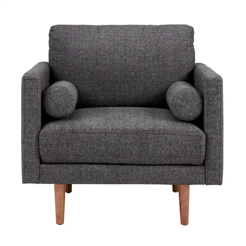 Mid-Century Tapered Leg Armchair with Roll Pillows
