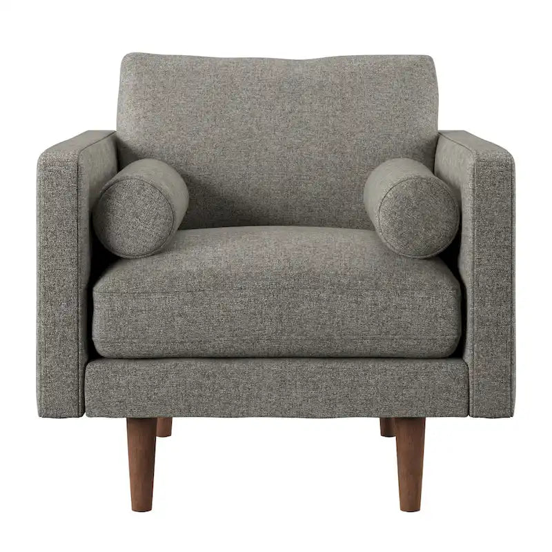 Mid-Century Tapered Leg Armchair with Roll Pillows