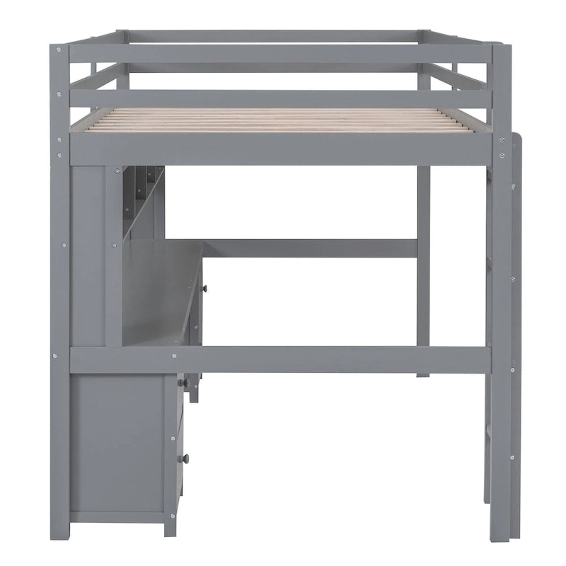 Loft Bed with Desk, Cabinets