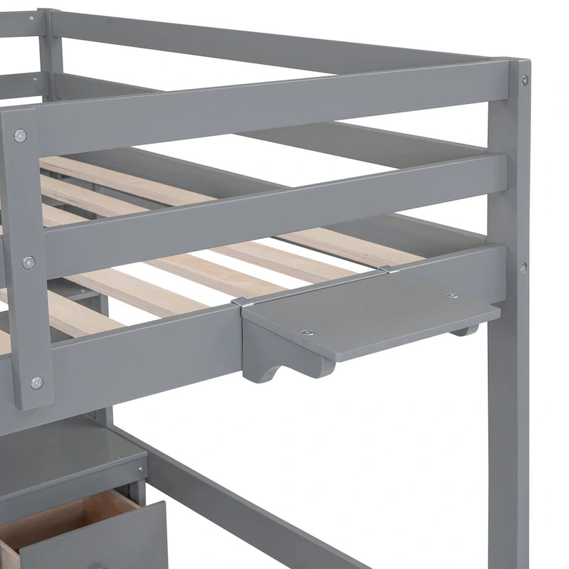 Loft Bed with Desk, Cabinets
