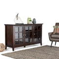 62" Wide Solid Wood Transitional Storage Cabinet with Tempered Glass Doors