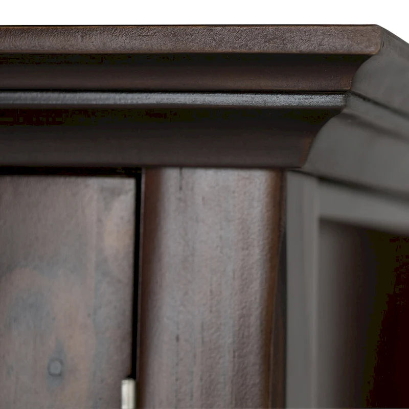 62" Wide Solid Wood Transitional Storage Cabinet with Tempered Glass Doors