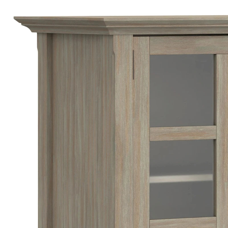 62" Wide Solid Wood Transitional Storage Cabinet with Tempered Glass Doors